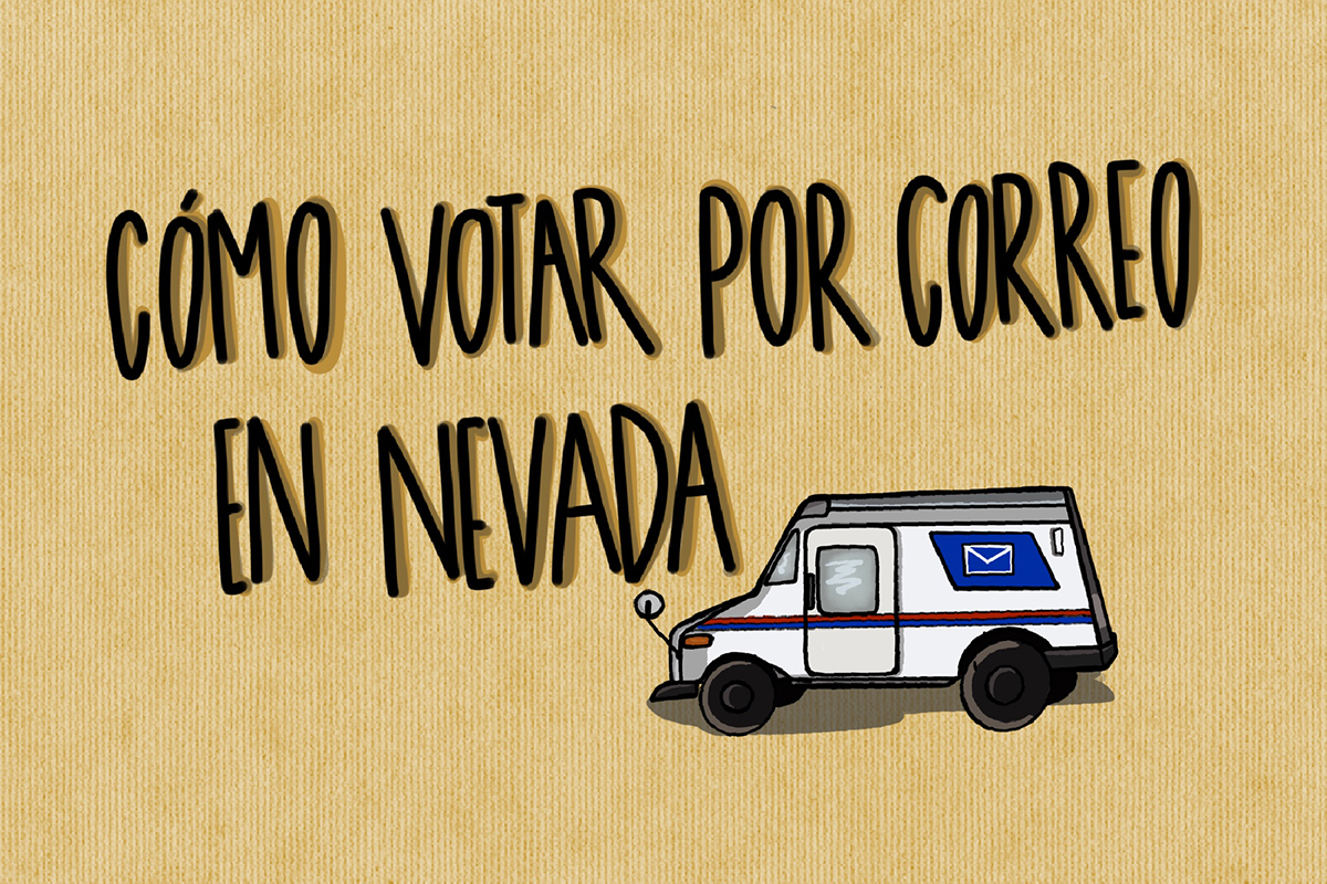 Ilustración con frase "cómo votar por correo en Nevada"