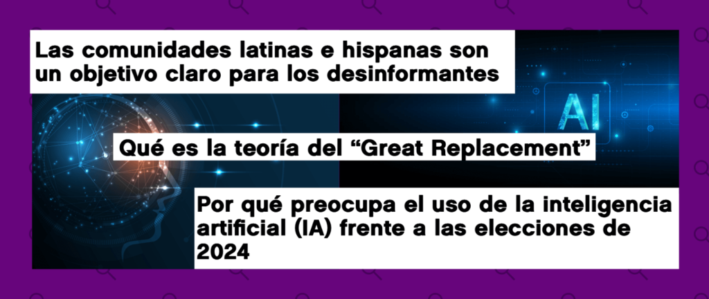 Text is displayed in spanish language regarding fact-checking
