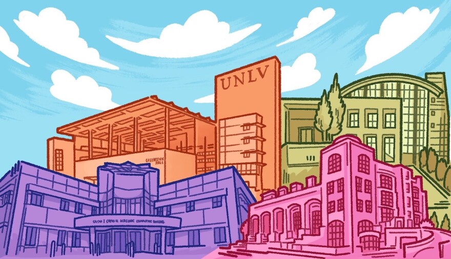 A colorful animation of UNLV is shown