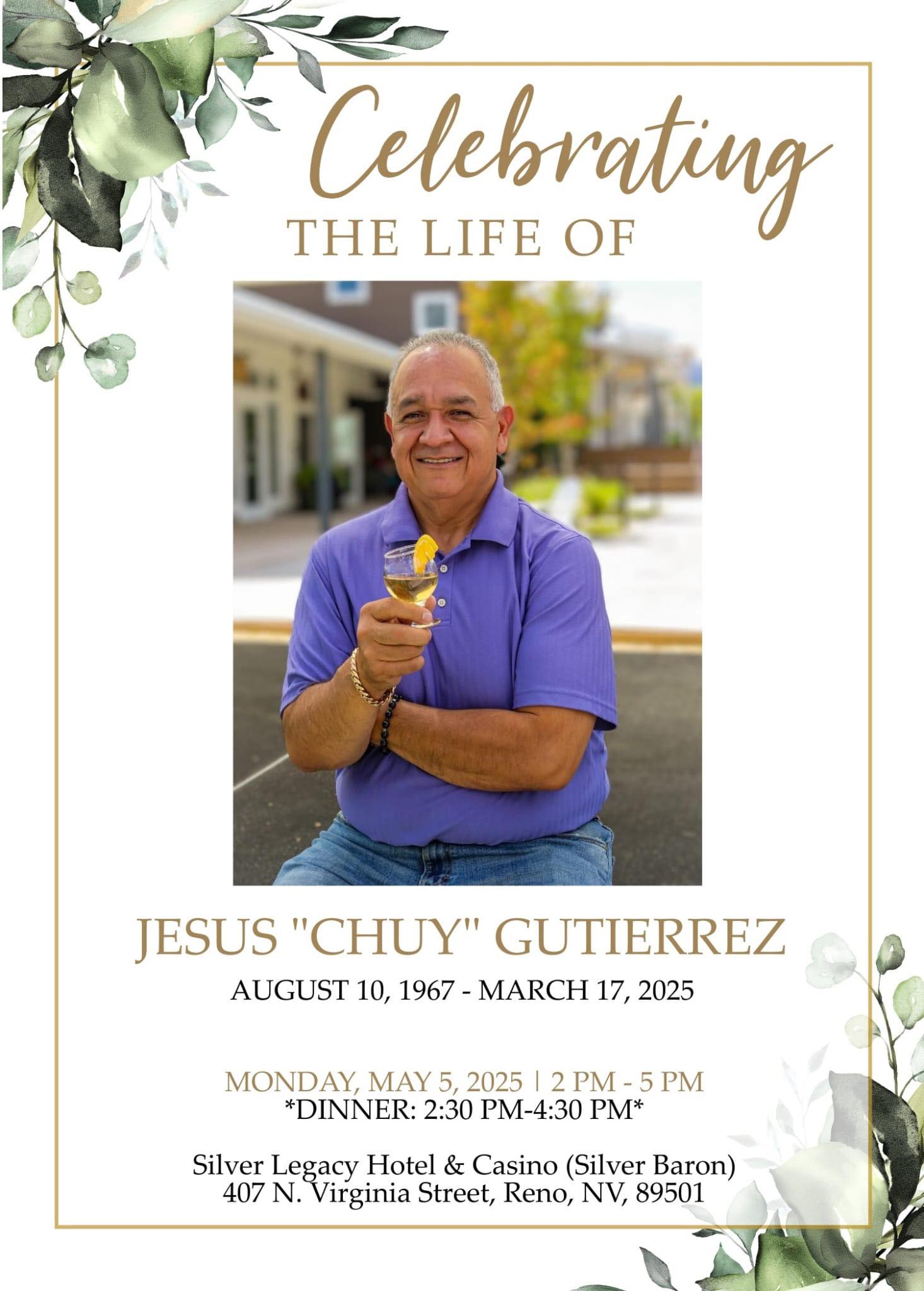 invitación con imagen de hombre en el centro