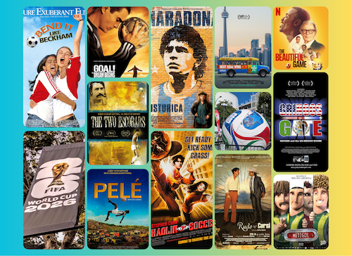 collage de varios carteles de películas sobre fútbol