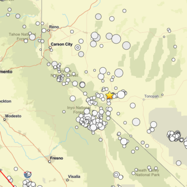 mapa de zonas sísmicas en Nevada